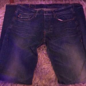 A slim straight pair of men’s jeans